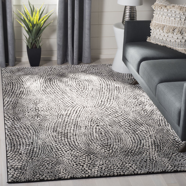 Wrought Studio Kauffman Abstract Area Rug in Black/Light Gray & Reviews